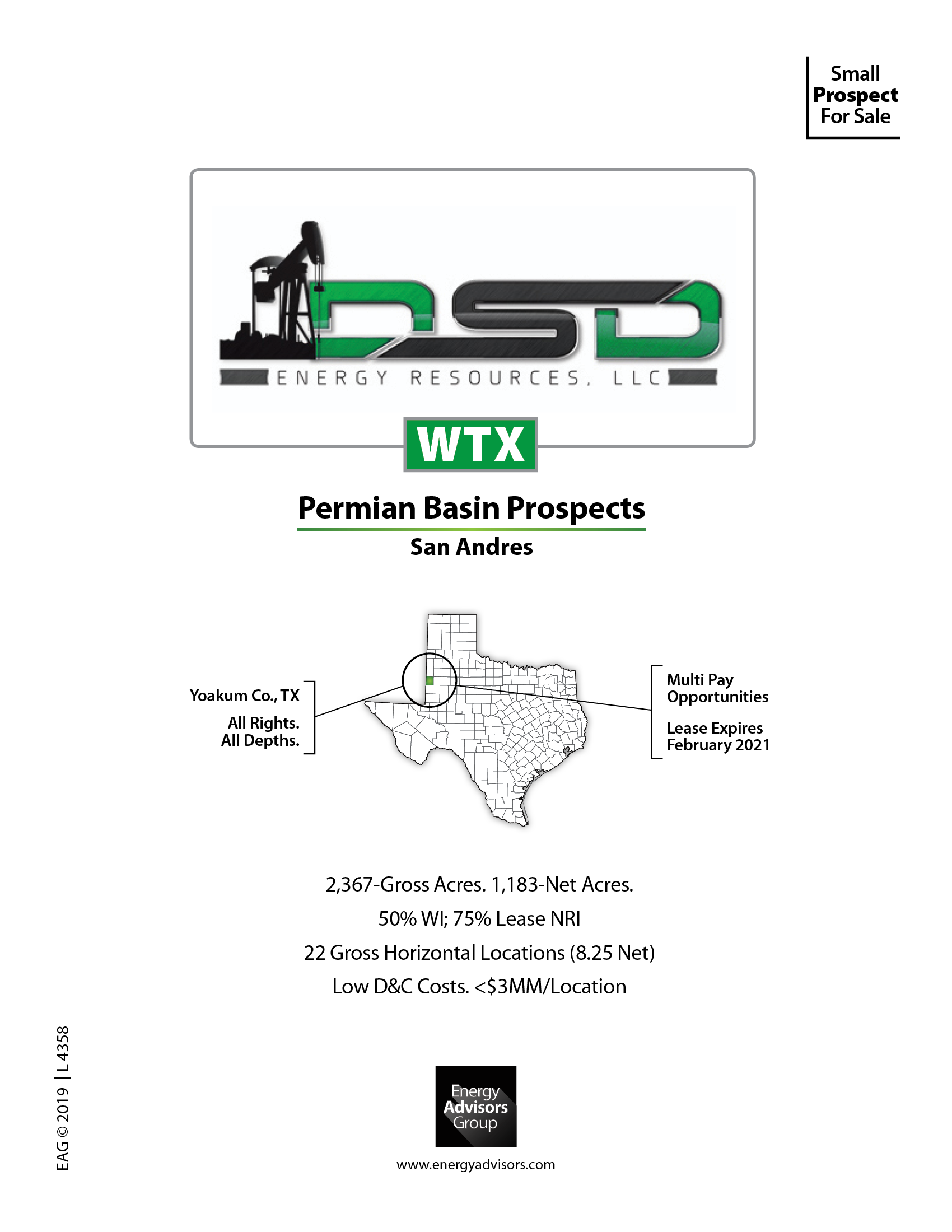PERMIAN PROSPECT FOR SALE - Energy Advisors Group PERMIAN PROSPECT FOR SALE