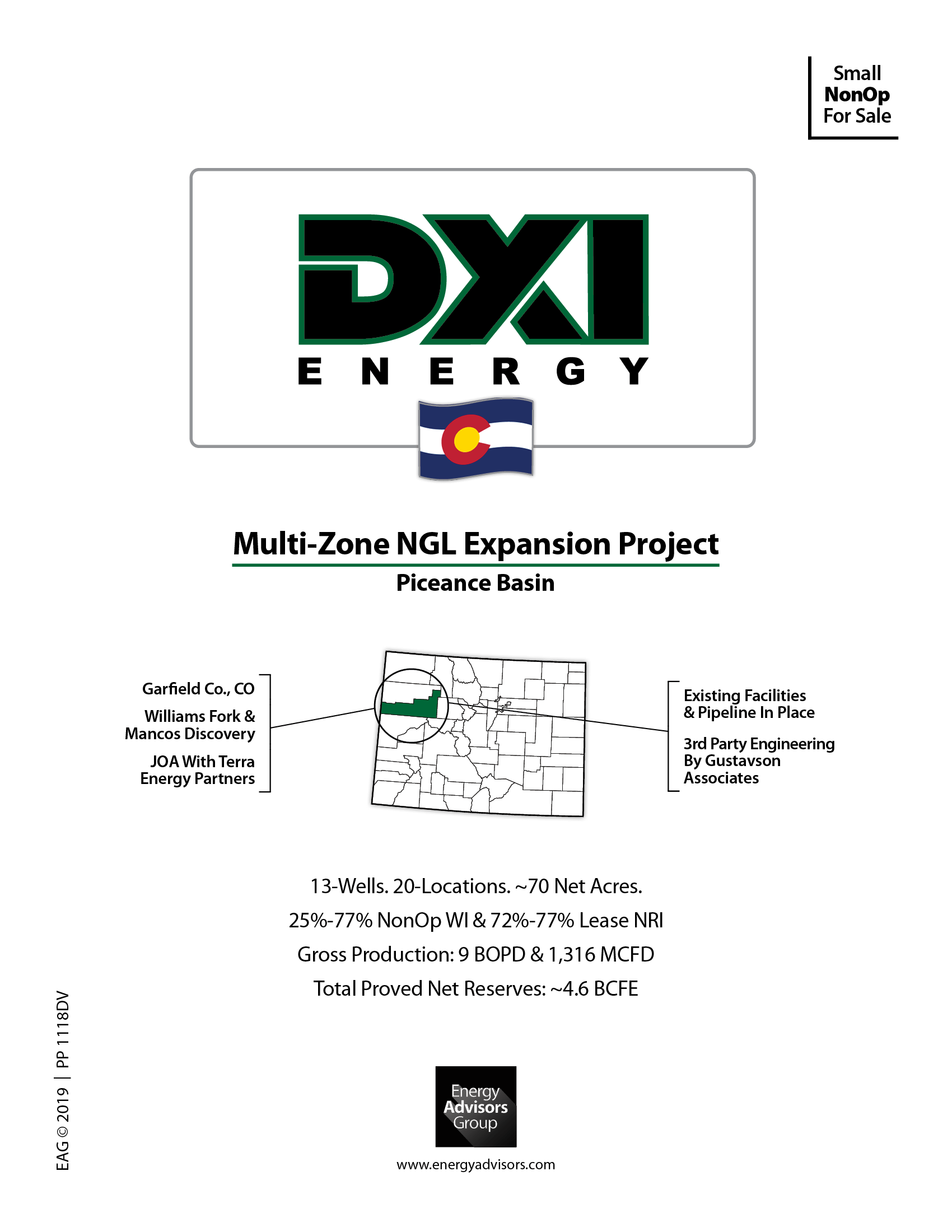 PICEANCE BASIN NONOP FOR SALE - Energy Advisors Group PICEANCE BASIN NONOP FOR SALE