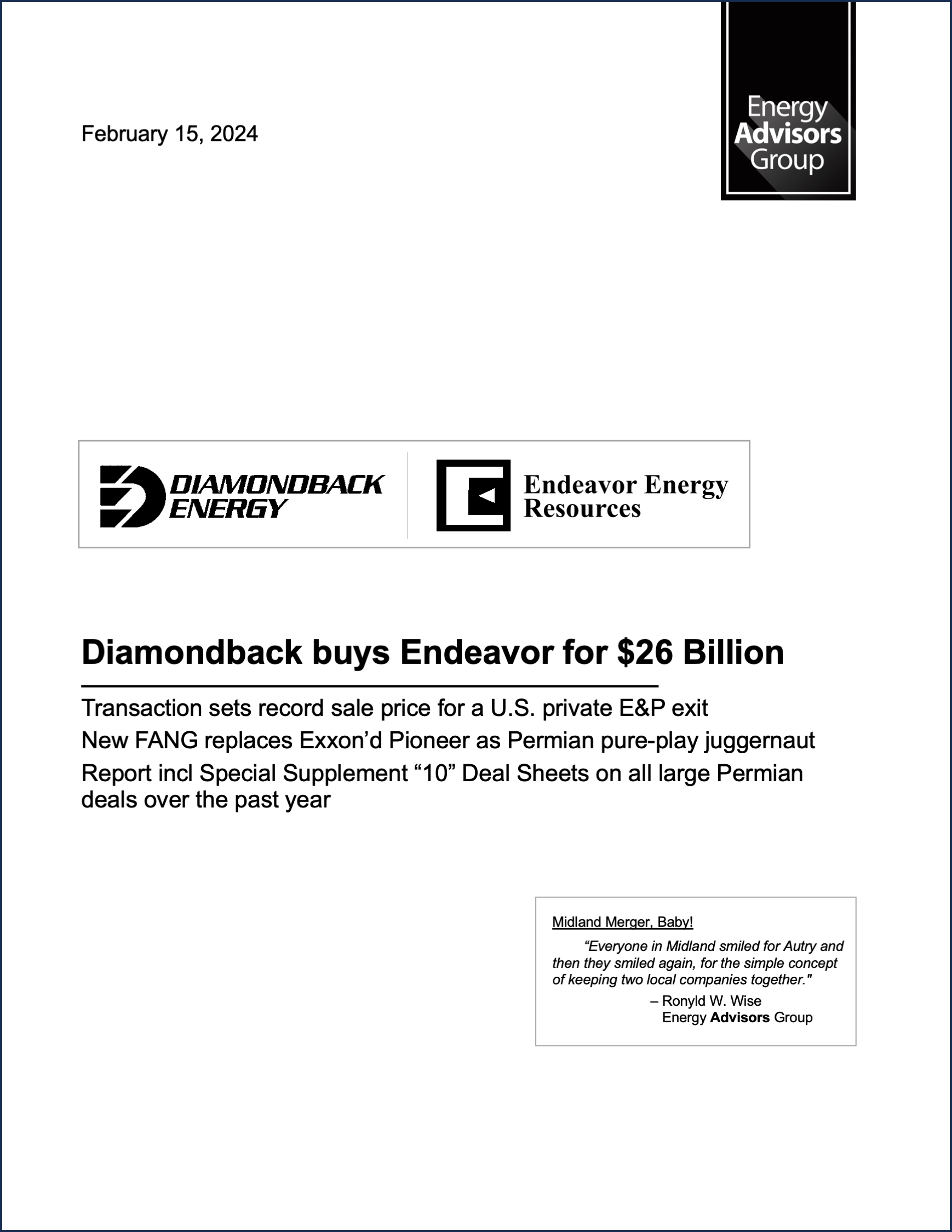 M&A RESEARCH (DEAL REPORT) 