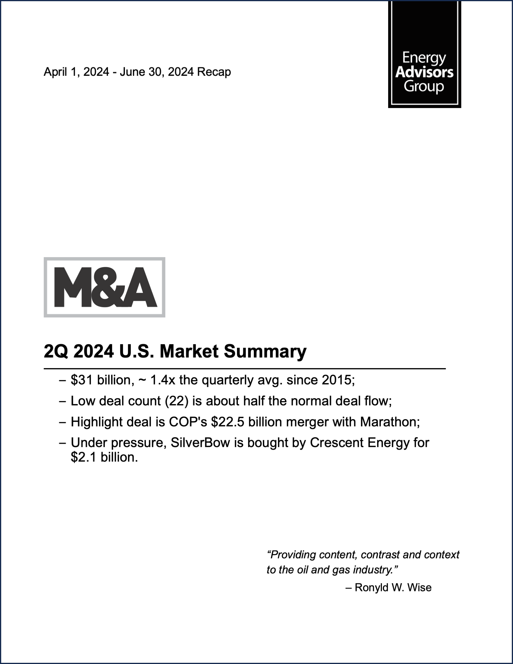 M&A RESEARCH - 2024 SUMMARY