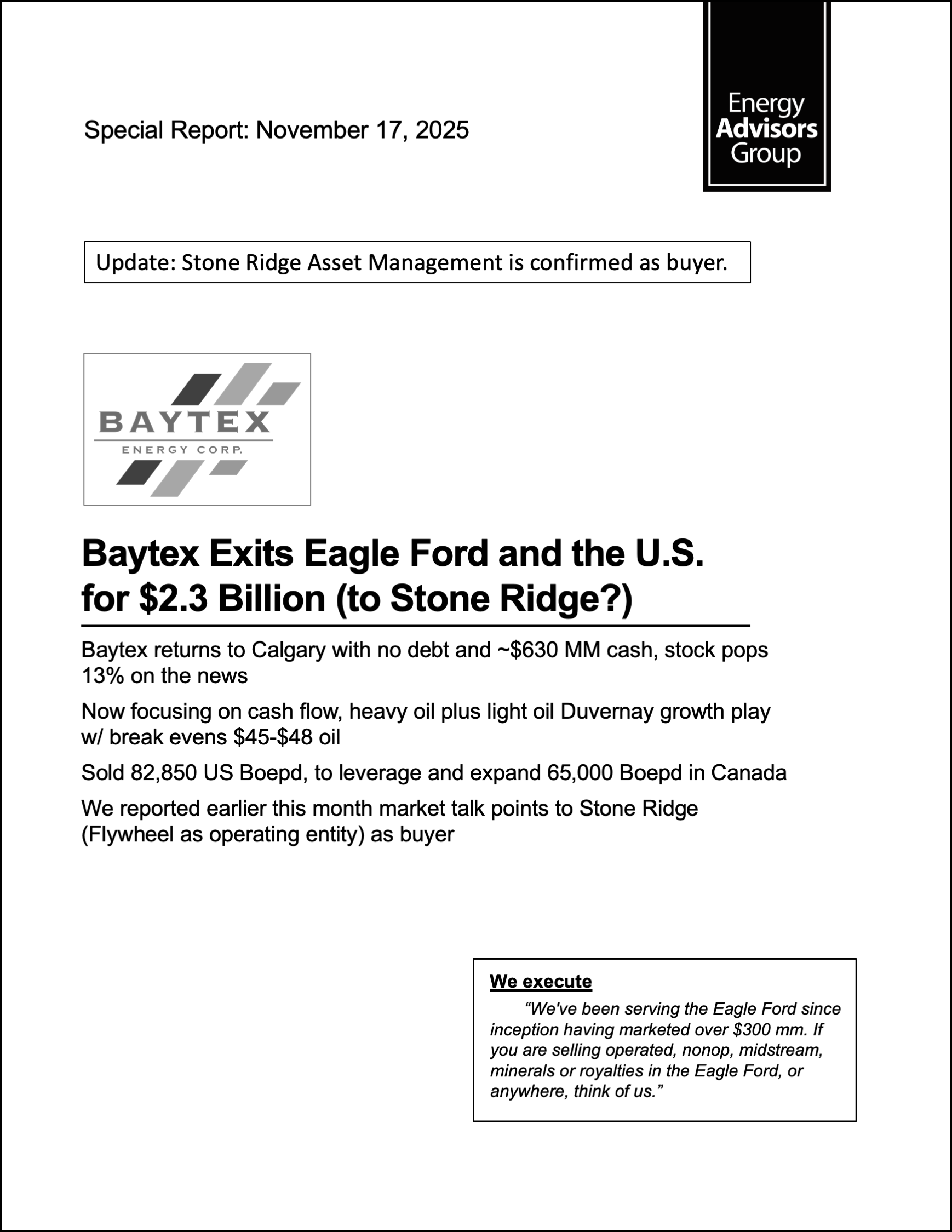 DEAL ALERT (BAYTEX SELLS E/F)