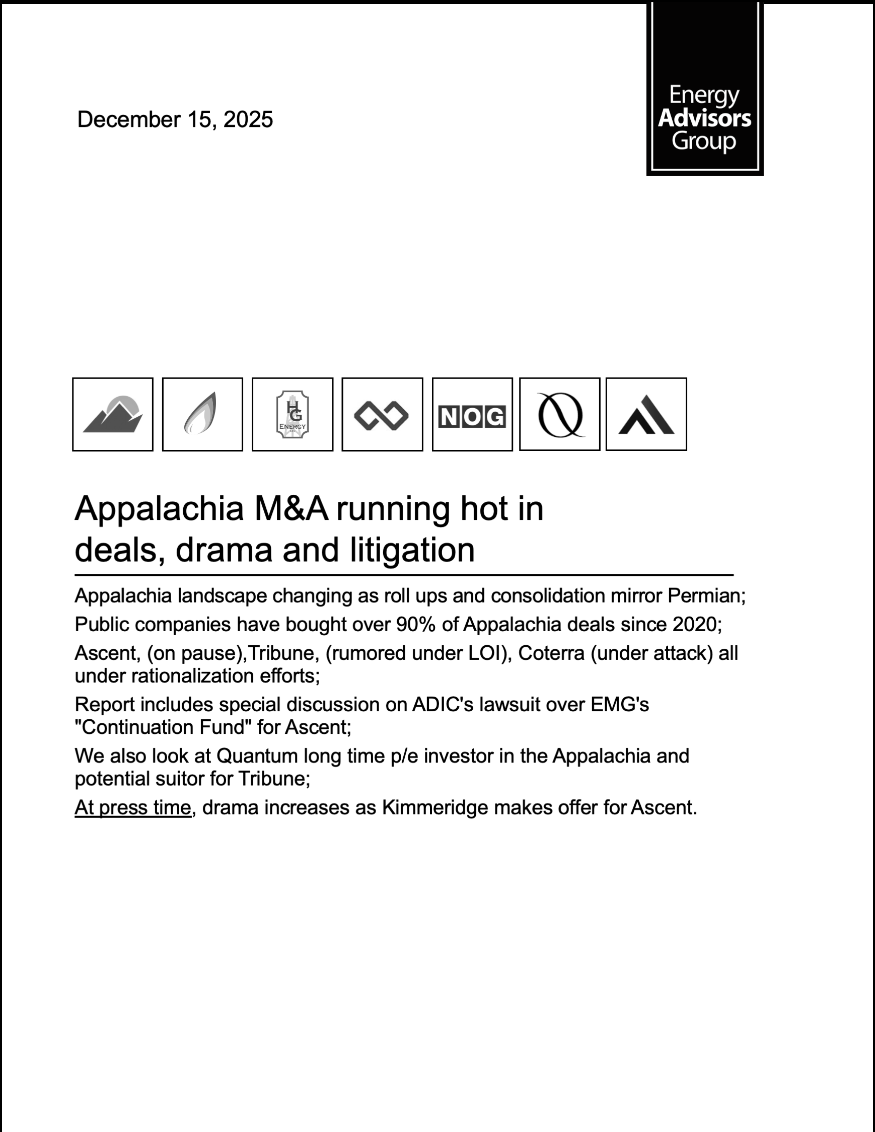 APPALACHIA DEAL ALERT