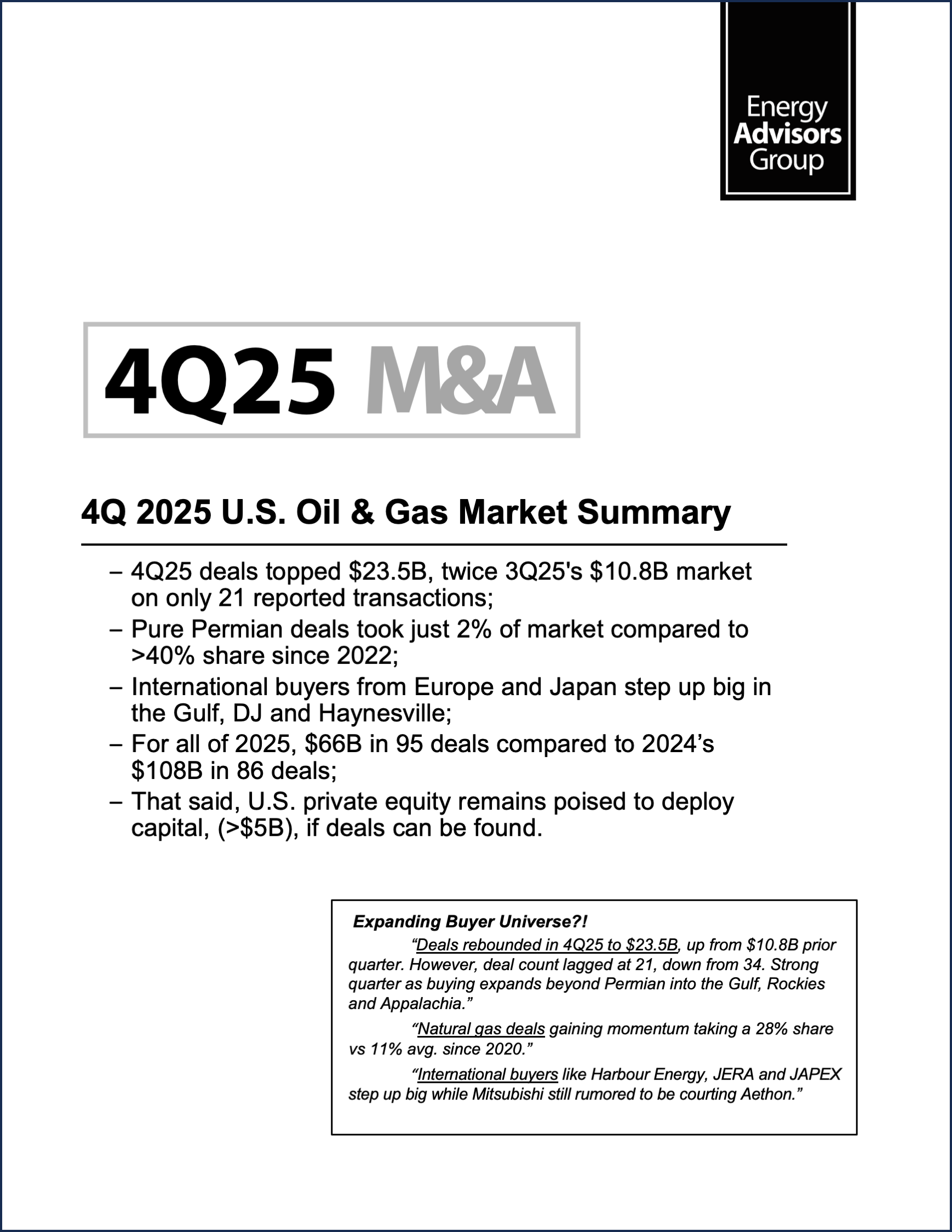 04Q25 QUARTERLY M&A REPORT